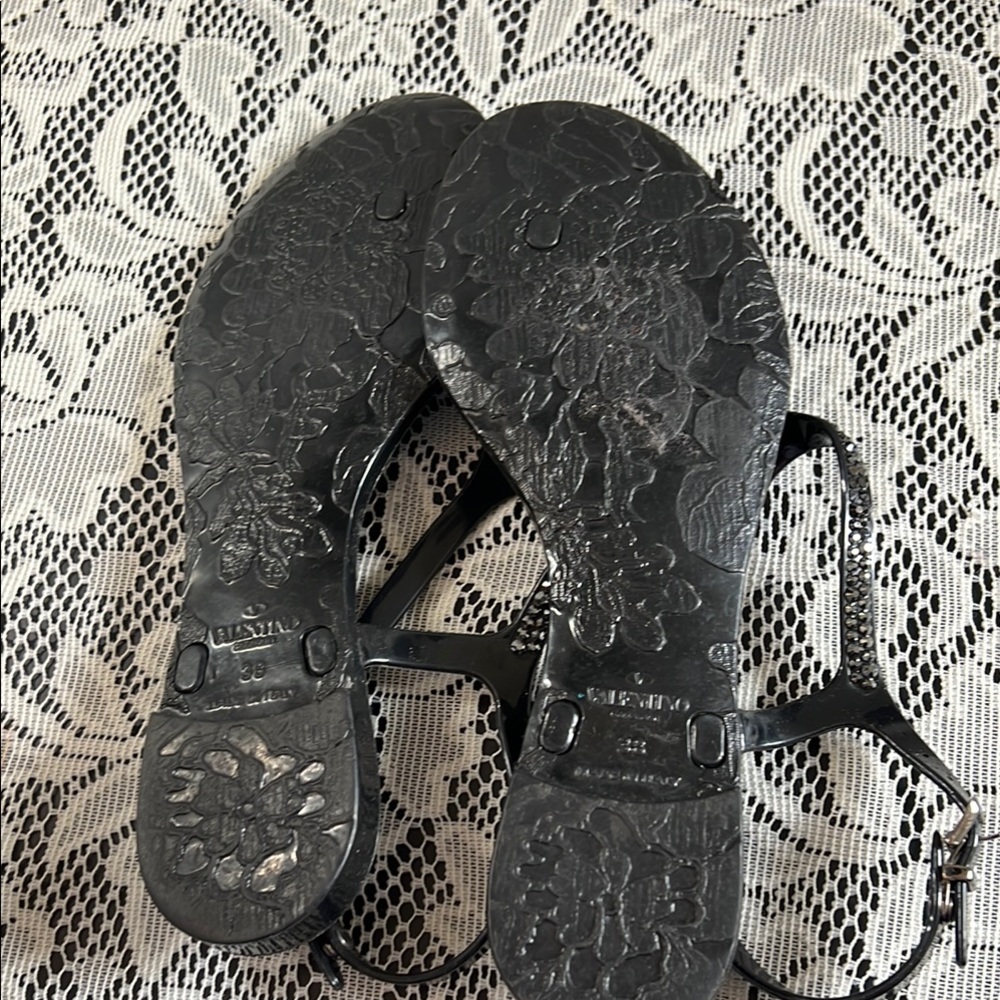 Valentino Black Sandals with Rhinestone Embellishments - Picture 10 of 10